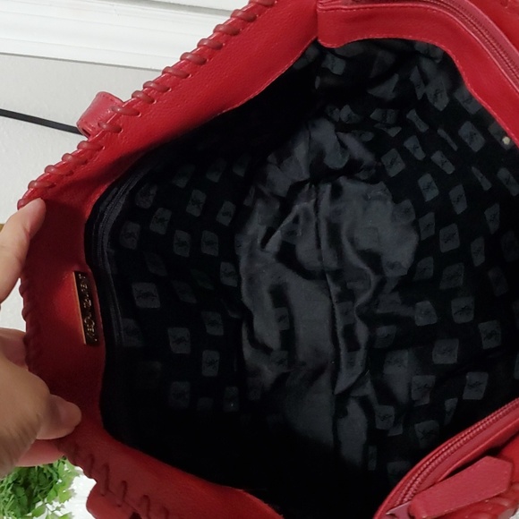 YSL Red Pebble Leather Tote Bag - Picture 10 of 16